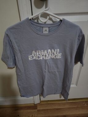 Armani Exchange Light Blue Logo Tee